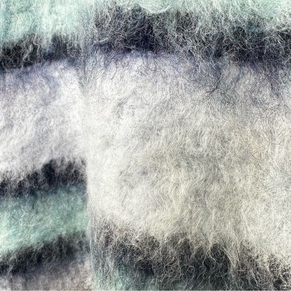 ASOS Striped Sweater Wool Oversized Extreme Fluffy Blue Designer Men’s Ombre - Picture 6 of 9